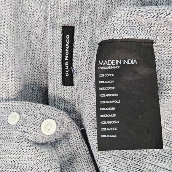 Club Monaco Shirt Slim Fit Button-Down Blue Flannel Long Sleeve Mens Size XS - Picture 10 of 11